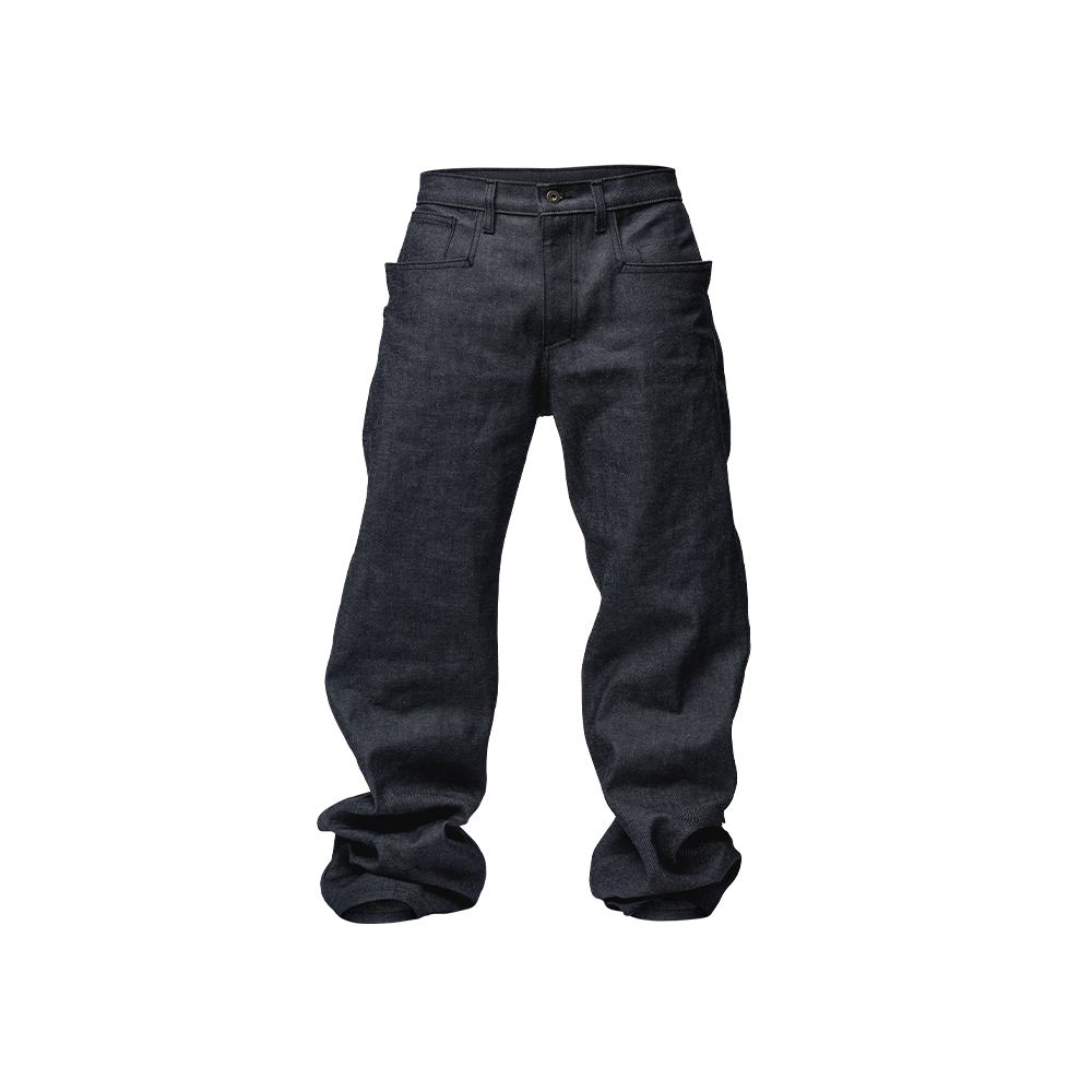 JOVO JEANS INDIGO — front flat lay, 15oz American raw denim, NICKO