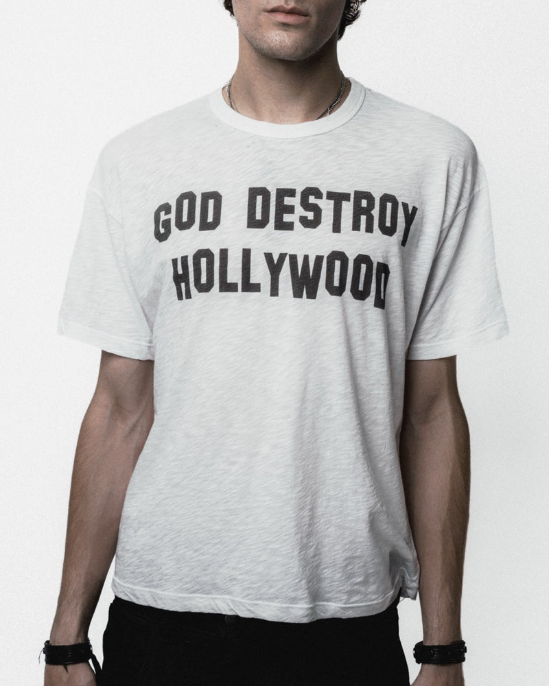 DESTROY_HOLLYWOOD T-SHIRT — Blanco | Nicholas Aguas