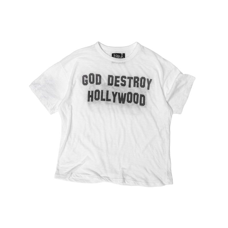 DESTROY_HOLLYWOOD T-SHIRT — Blanco | Nicholas Aguas